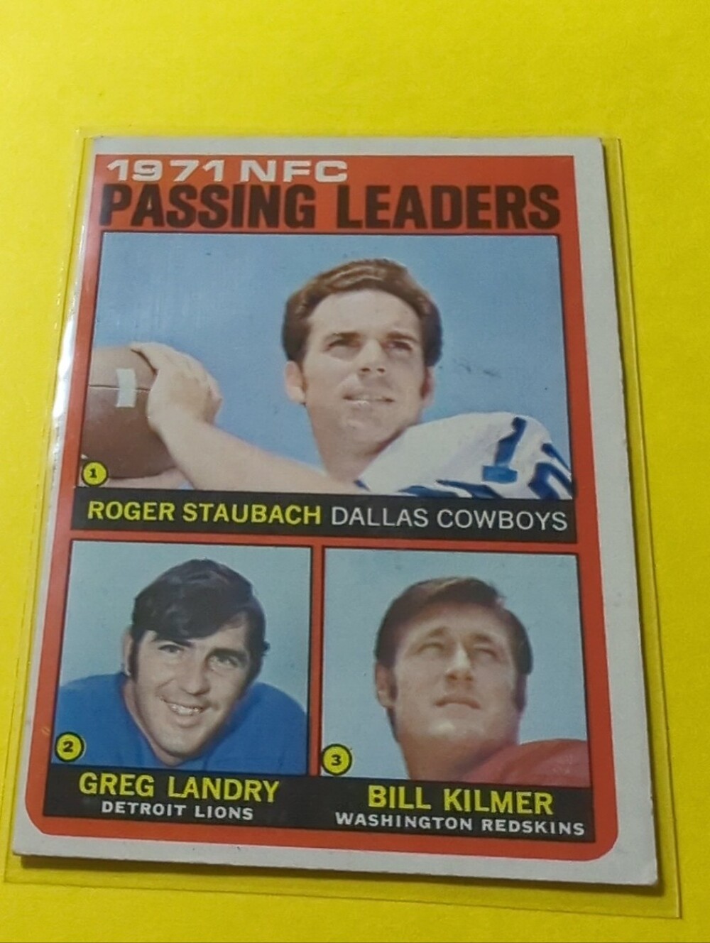 1972 Topps - NFC Leaders Roger Staubach, Billy Kilmer, Greg Landry #4 (RC)